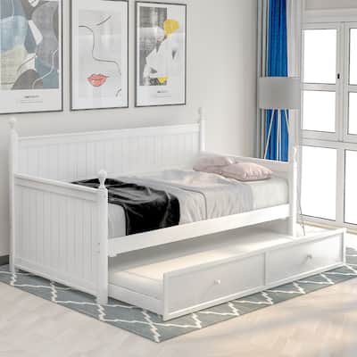 Multifunctional Twin Daybed with Trundle, Solid Wood Frame, Perfect for Small Spaces