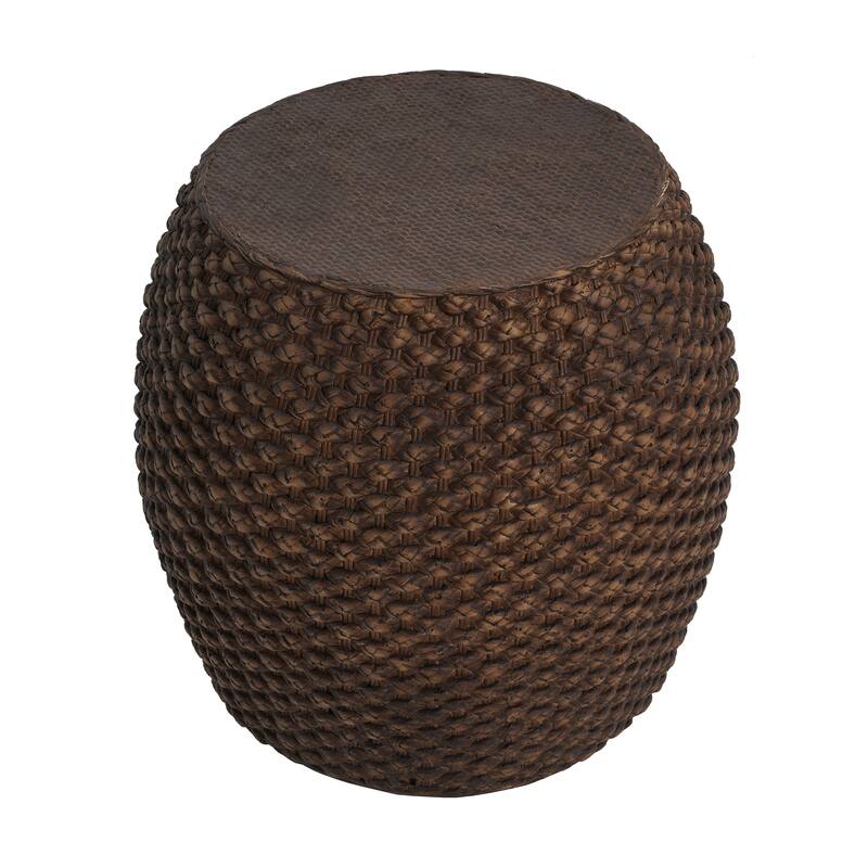 Faux Rattan Side Table for Both Indoor and Outdoor Use, Handmade MgO, Brown