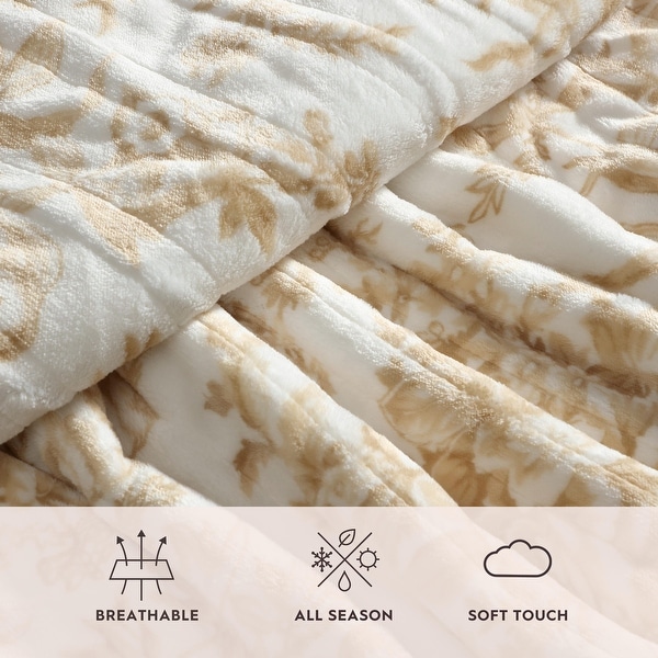 Laura Ashley Plush Knitted Heated Blanket Reversing To Ultra-Soft