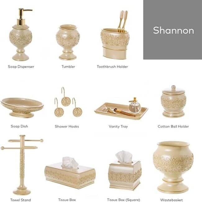 Creative Scents Shannon Beige Square Tissue Box Cover - Gold - Gold