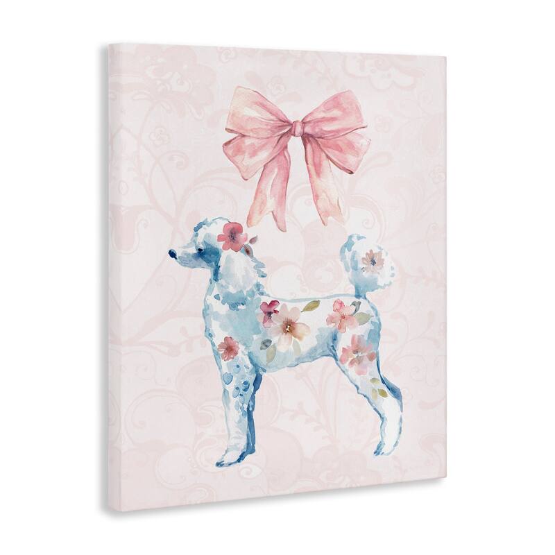 Stupell Pastel Floral Dog Canvas Wall Art Design By Carol Robinson