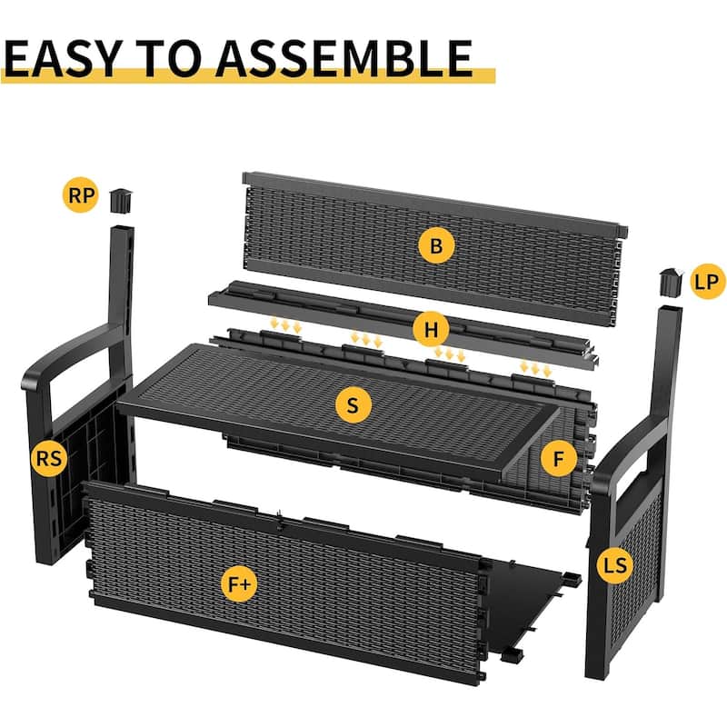 Storage Bench Deck Box, Outdoor Double Seating, Patio Furniture