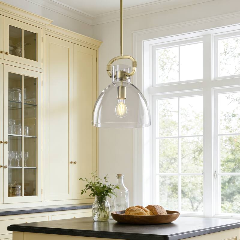 Starsky 1-Light Industrial Pendant With Glass Shade
