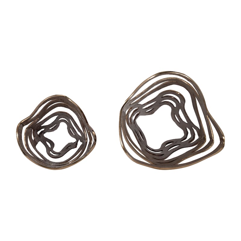 Sagebrook Home Metal Abstract Tornado Vase Set of Two, Champagne Finish. Made with Aluminum.
