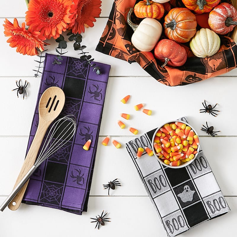 Halloween Woven Check Jacquard Dishtowel (Set of 3)