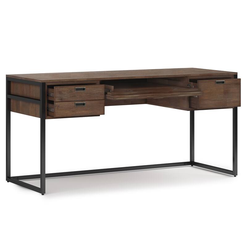 WYNDENHALL Brandt SOLID ACACIA WOOD Modern Industrial 60 inch Wide Desk in Rustic Natural Aged Brown