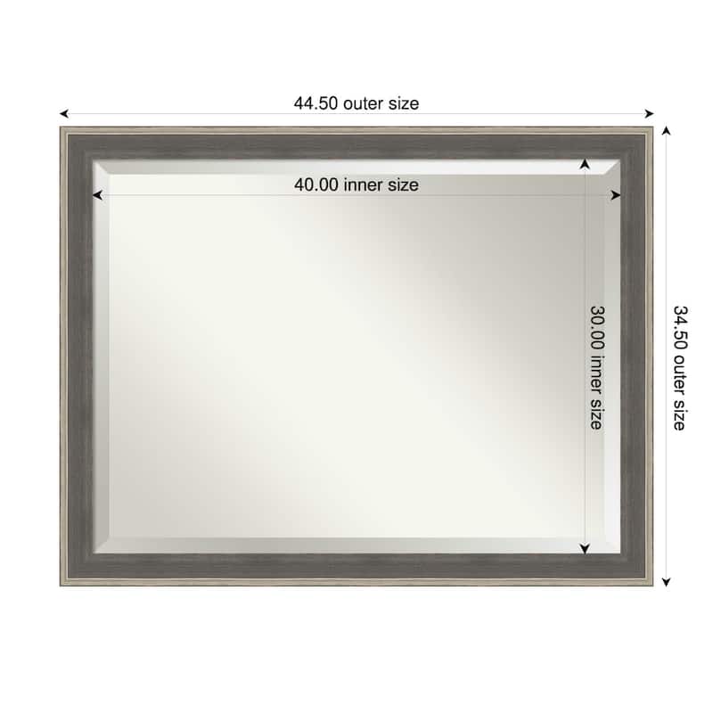 Cottage Beveled Wood Framed Wall Mirror - Cottage Grey Silver - 45 x 35 in