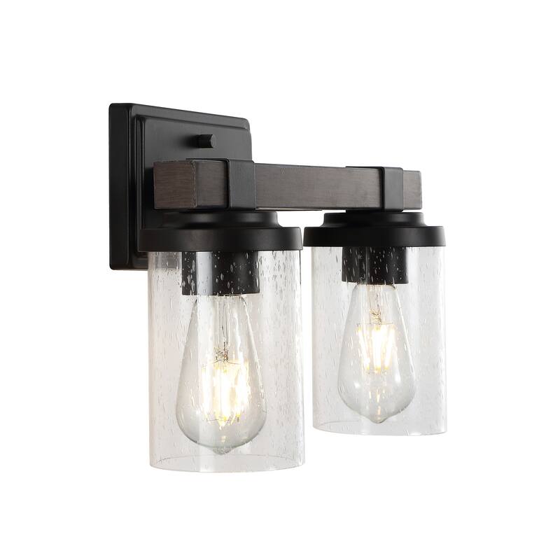 Ferme Iron/Seeded Glass Rustic Farmhouse LED Vanity Light, by JONATHAN Y