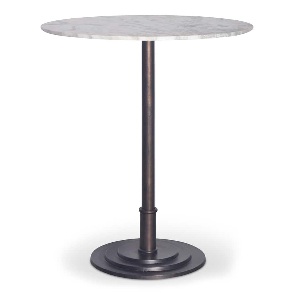 NADAAL STUDIOS Myric Counter Table, White Marble Top on Layered Cast Aluminum Base, White Marble