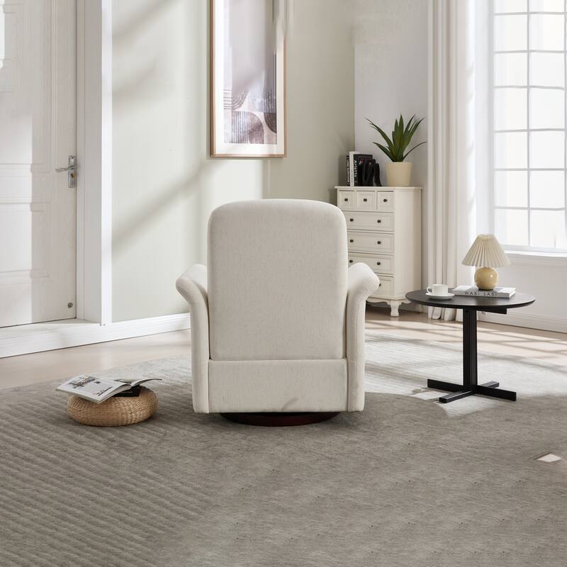 Modern Barrel Armchair with Wood Base for Bedroom