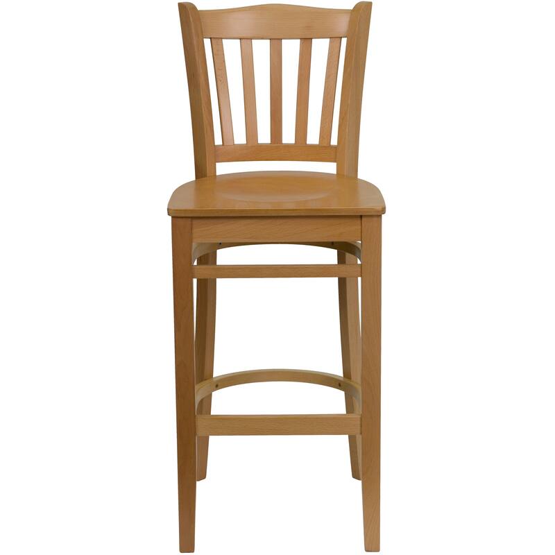 2Pk Vertical Slat Back Wood Restaurant Barstool - Hospitality Seating