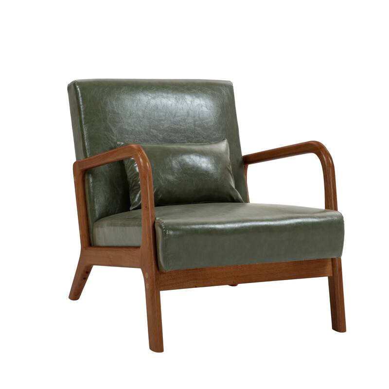 Mid Century Solid Wood Upholstered Accent Chair