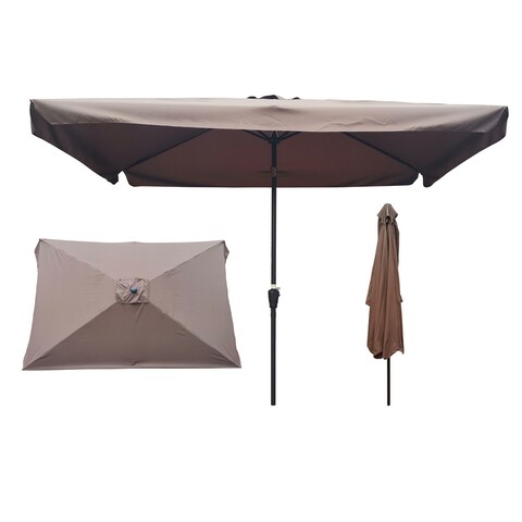 10 x 6.5ft Rectangular Patio Umbrella,Chocolate / Navy Blue / Bright Red / Burgundy / Tan