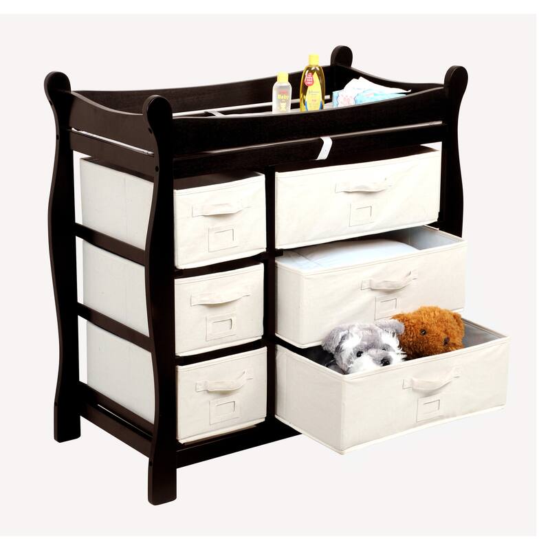 Sleigh Style Baby Changing Table with Six Baskets