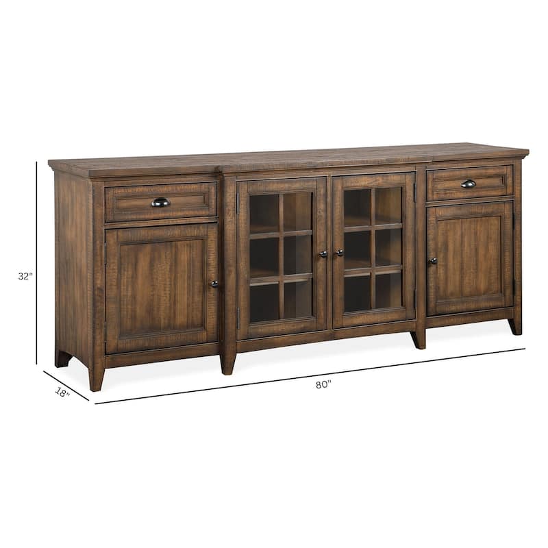 Magnussen Home Bay Creek Toasted Nutmeg 80" Console - 80"W x 18"D x 32"H