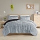 preview thumbnail 61 of 96, Intelligent Design Leena Shaggy Long Fur Comforter Mini Set Black/White - King