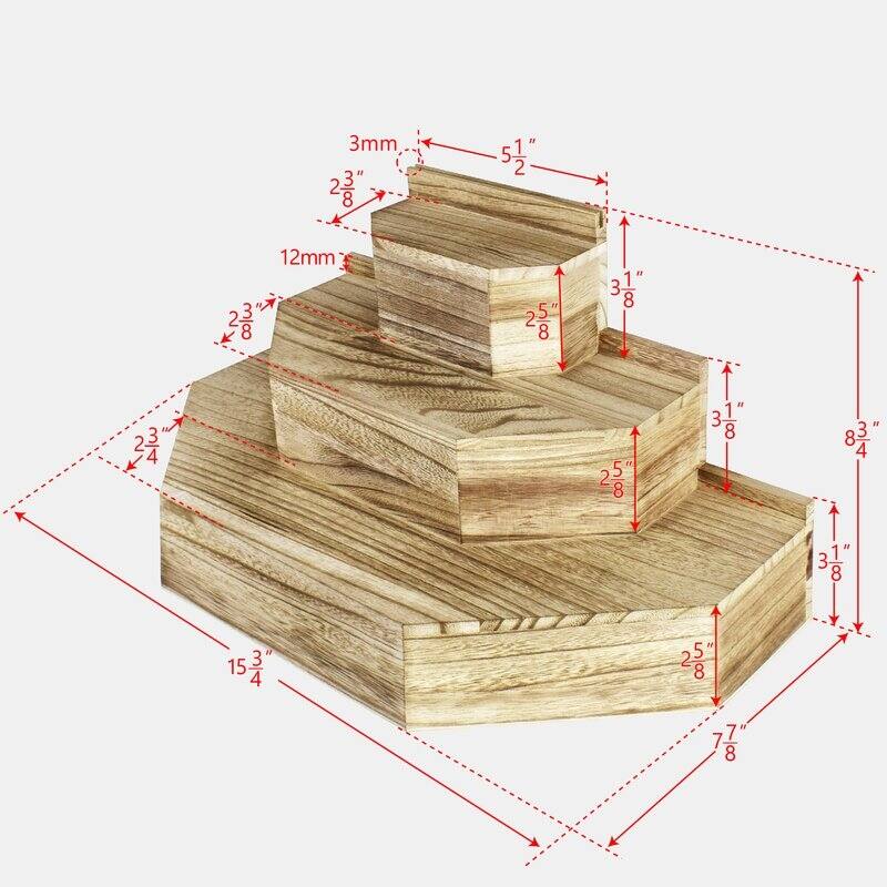 Wooden Display Rises & Stand 3-tier