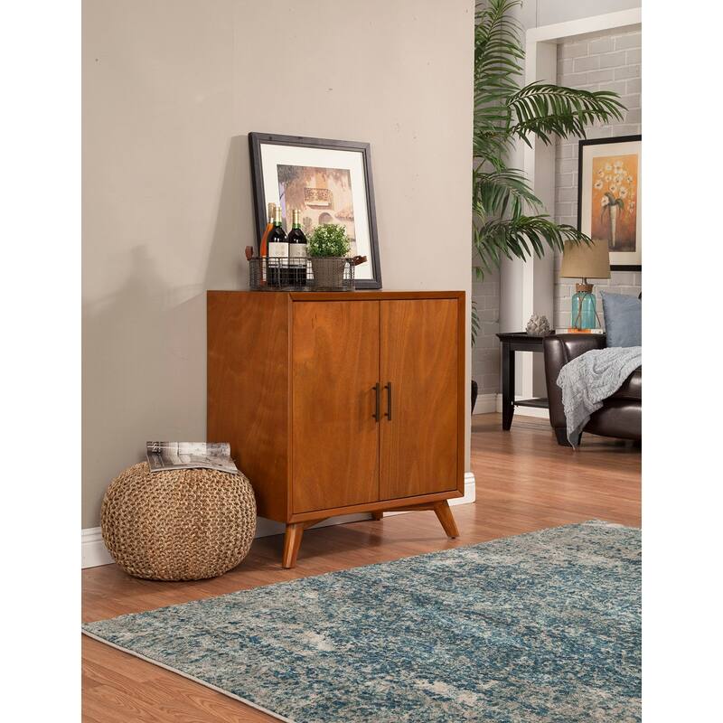 Alpine Furniture Flynn Small Wood Bar Cabinet in Acorn Brown - Mahogany - Brown