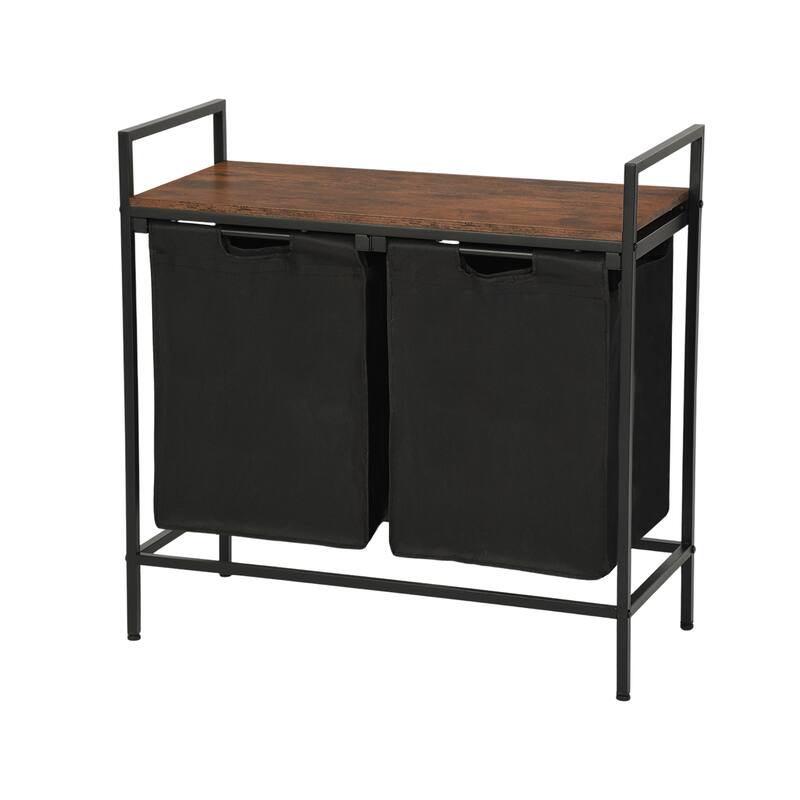 Homy Casa Laundry Hamper with Removable Fabric Bin & Wood Top