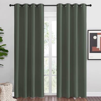 Blackout Curtains Grommet - Home Decorations Thermal Insulated Solid Grommet Top Blackout(1 Pair, 55 x 86 inches)