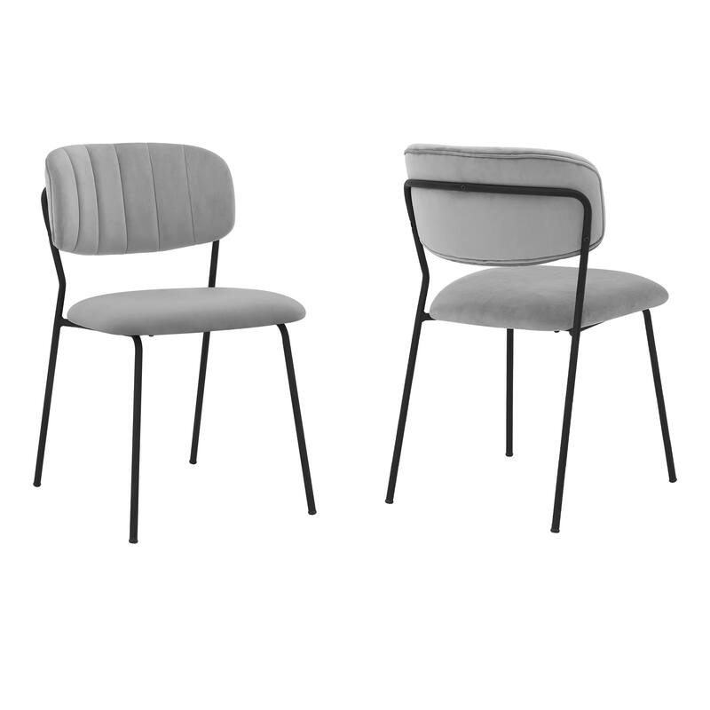 Carlo Grey Velvet and Metal Dining Room Chairs - Set of 2 - Set of 2 - Grey - Dining Height