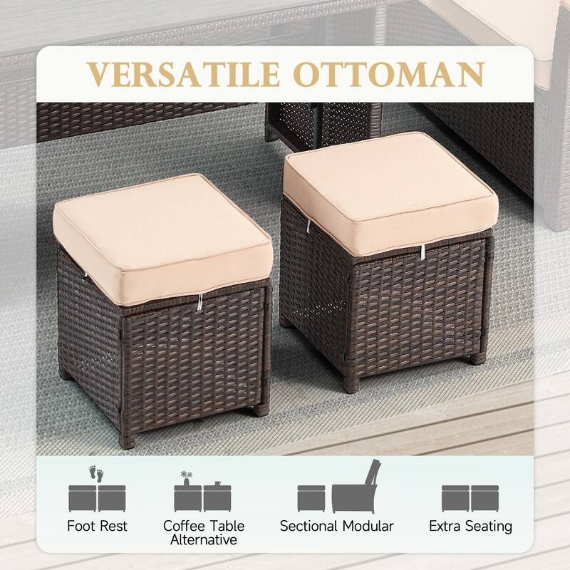 7-Piece Outdoor Sectional Set w/ Dining Table – All-Weather PE Rattan Patio Furniture for Garden, Poolside & Backyard