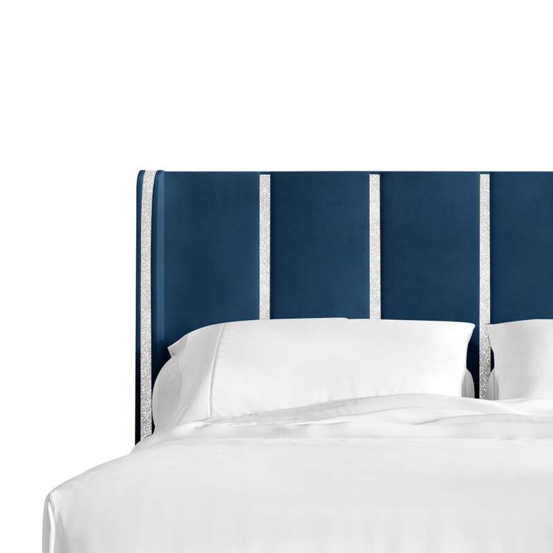 CraftPorch Luxurious Crystal Diamond Strip Velvet Upholstered Bed