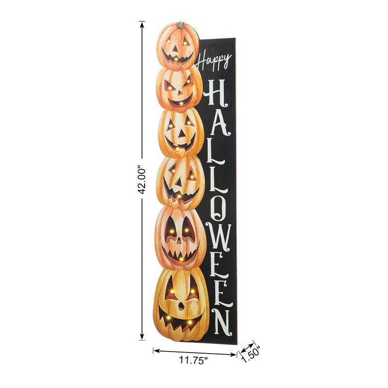 Glitzhome 42"H Halloween Lighted Jack-O-Lantern Pumpkin Porch Decor with Timer