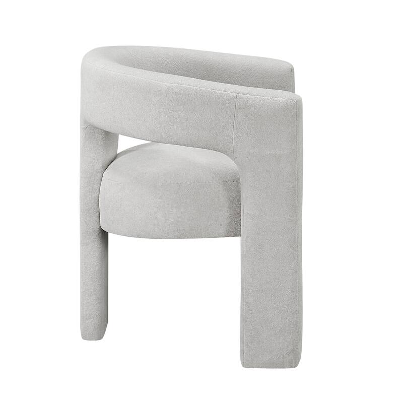 Modern Luxury Dining Furniture Elegant Side Chairs Set of 2 Light Gray Soft Boucle Fabric Plush Upholstery Comfortable