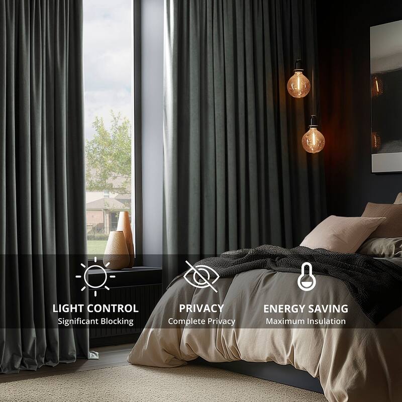 Exclusive Fabrics Signature Extra Wide Blackout Velvet Curtains (1 Panel) - Luxurious Blackout Drapes