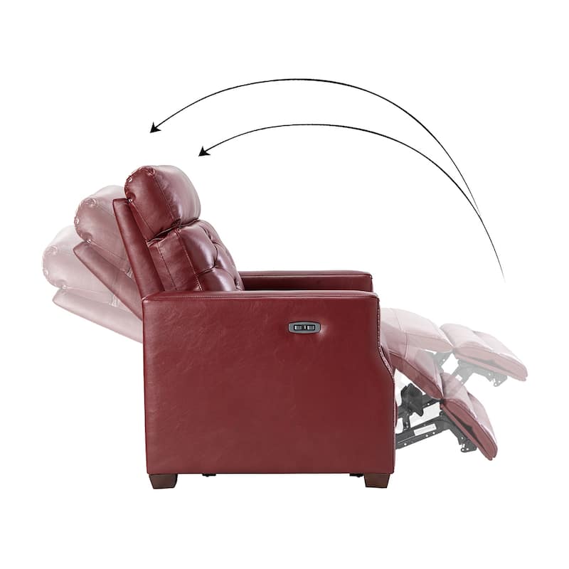 Alina 31.50" Wide Genuine Leather Power Recliner with USB Port