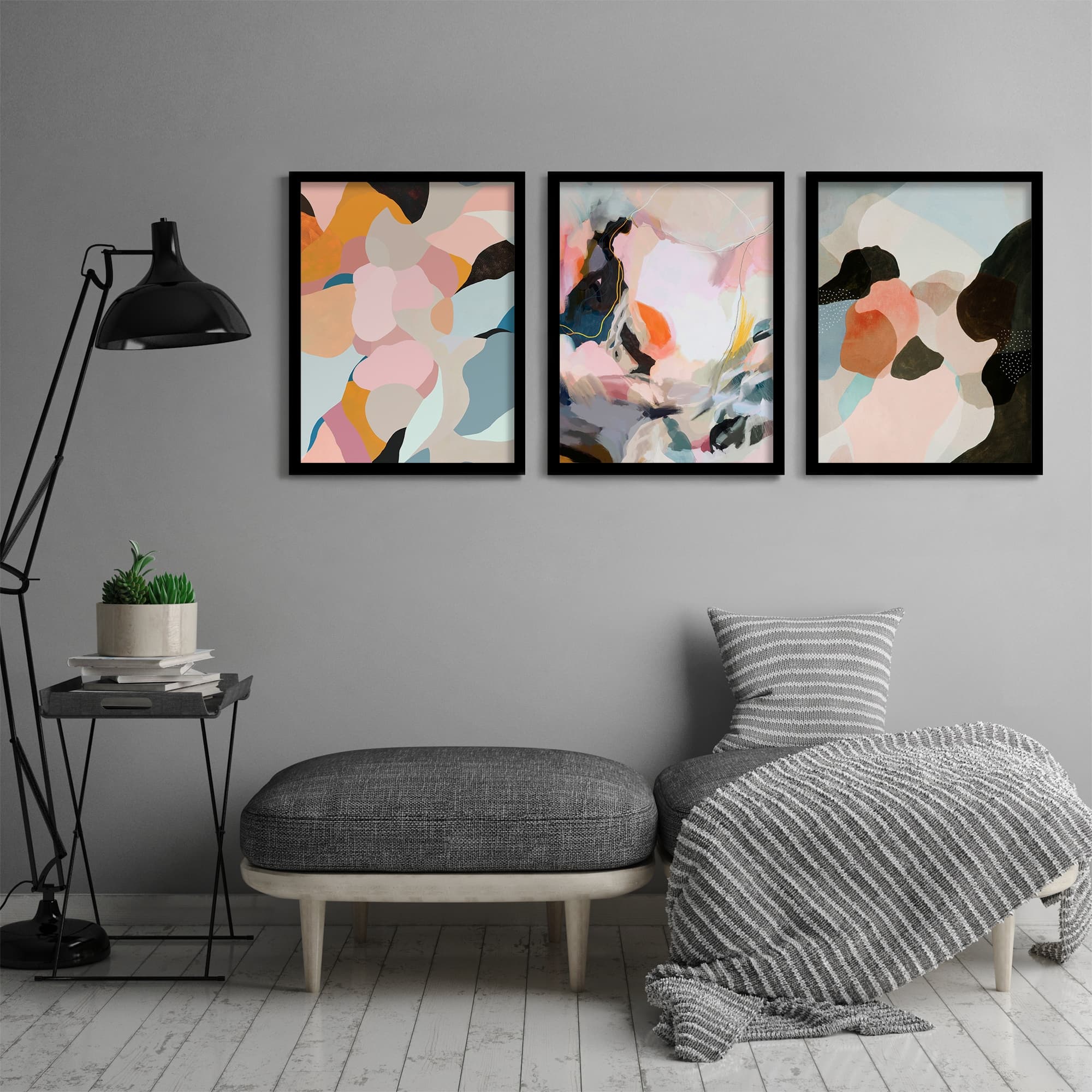 (Set of 3) Triptych Wall Art Wall Art Peachy Paintings by Louise ...