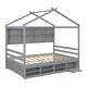 preview thumbnail 8 of 10, Grey Full Size House Bed with Roof Frame, Bedside-shelves, and Under Bed Storage Unit
