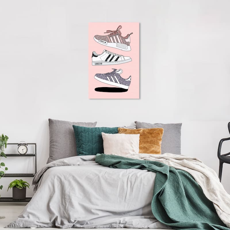 Wynwood Studio Canvas Fashion and Glam Sparkle Sneaker Collection Pink and Metallic Pink Glam Wall Art Canvas Print - 36 x 24