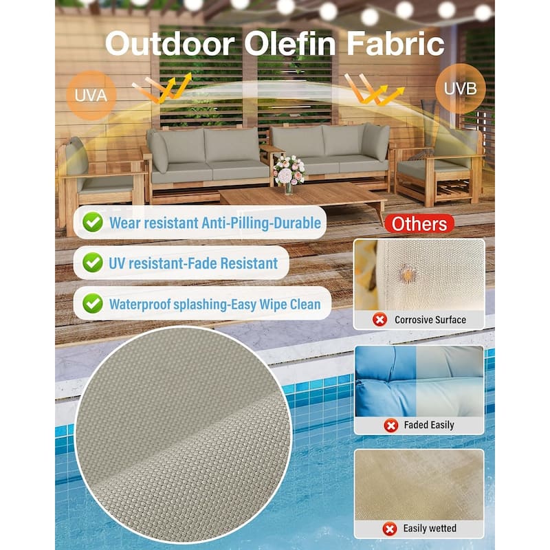 WINSOON 14 Piece Outdoor Furniture Replacement Cushions,Patio Seat Cushions