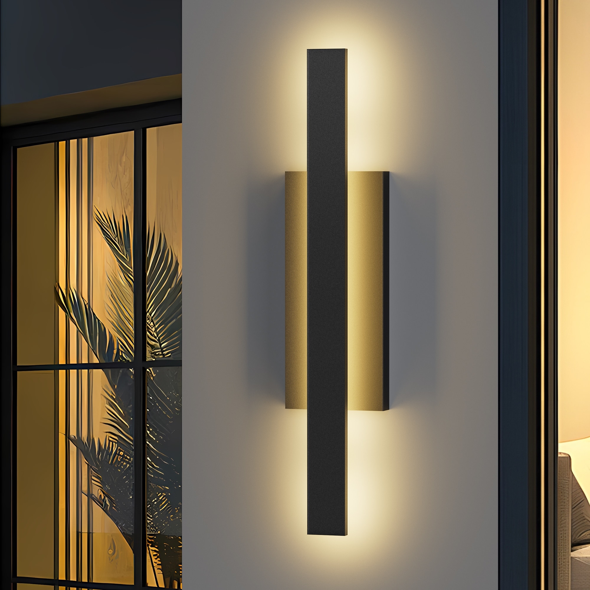 Black Aluminum Integrated LED Outdoor Wall Sconce