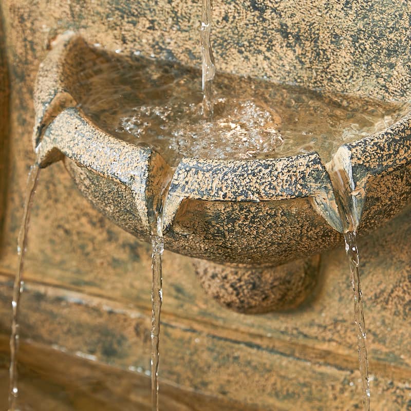 Glitzhome European 2-Tier Sculptural Resin LED Outdoor Wall/Floor Fountains