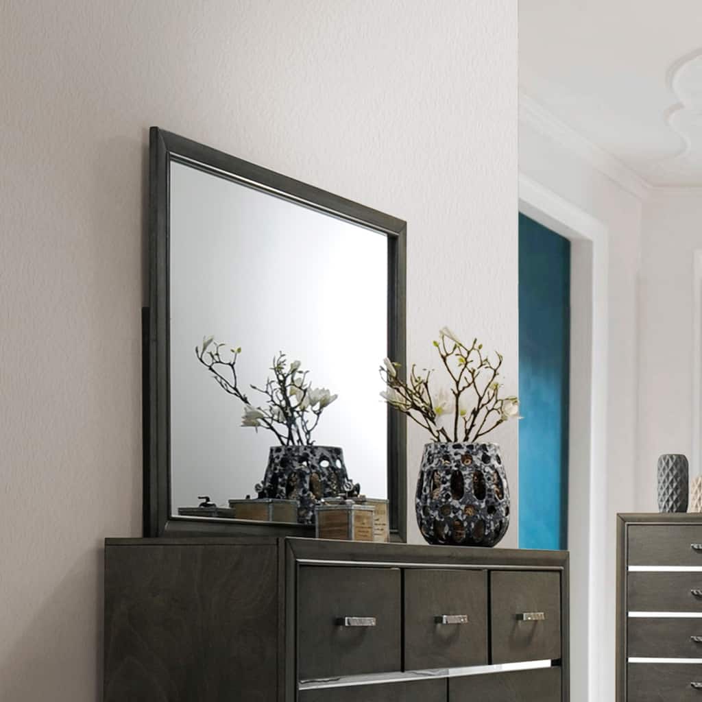 Contemporary bedroom Mirror-Gray Color - Grey