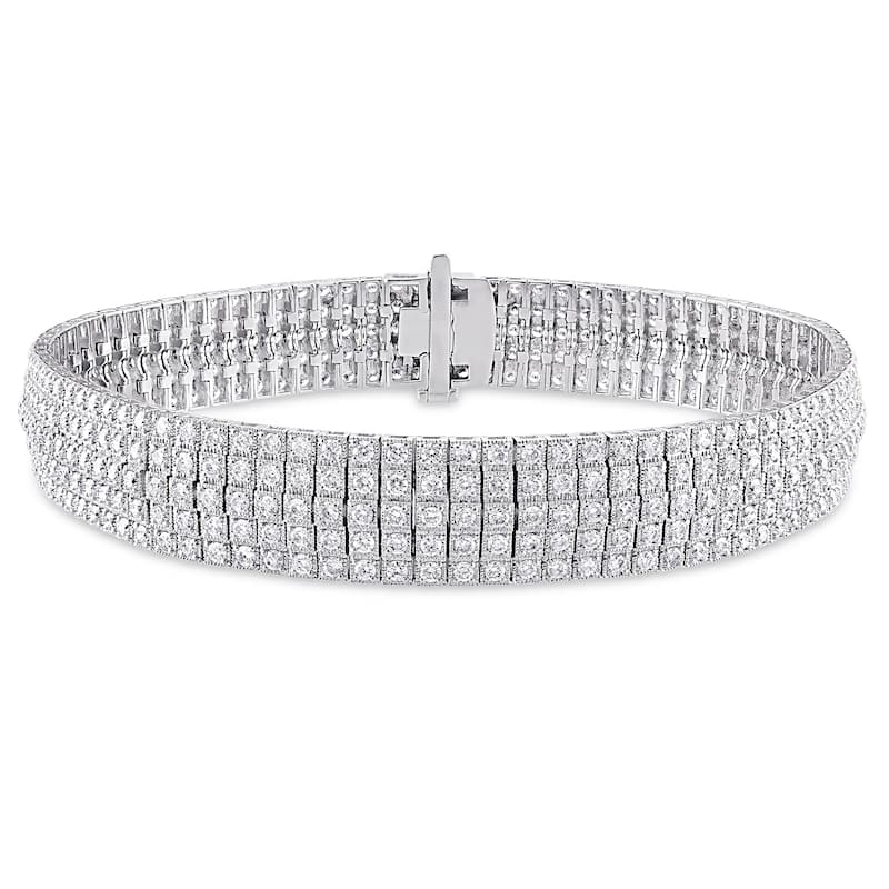 Miadora 5 1/5ct TW 5-Row Diamond Bracelet in 18k White Gold