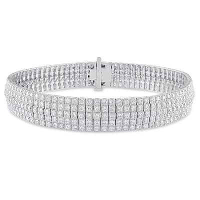 Miadora 5 1/5ct TW 5-Row Diamond Bracelet in 18k White Gold