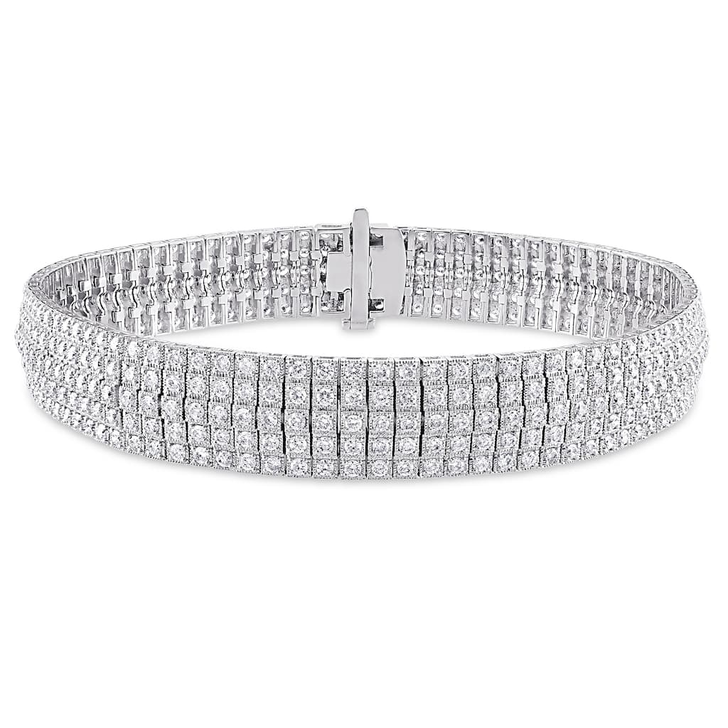 Miadora 5 1/5ct TW 5-Row Diamond Bracelet in 18k White Gold