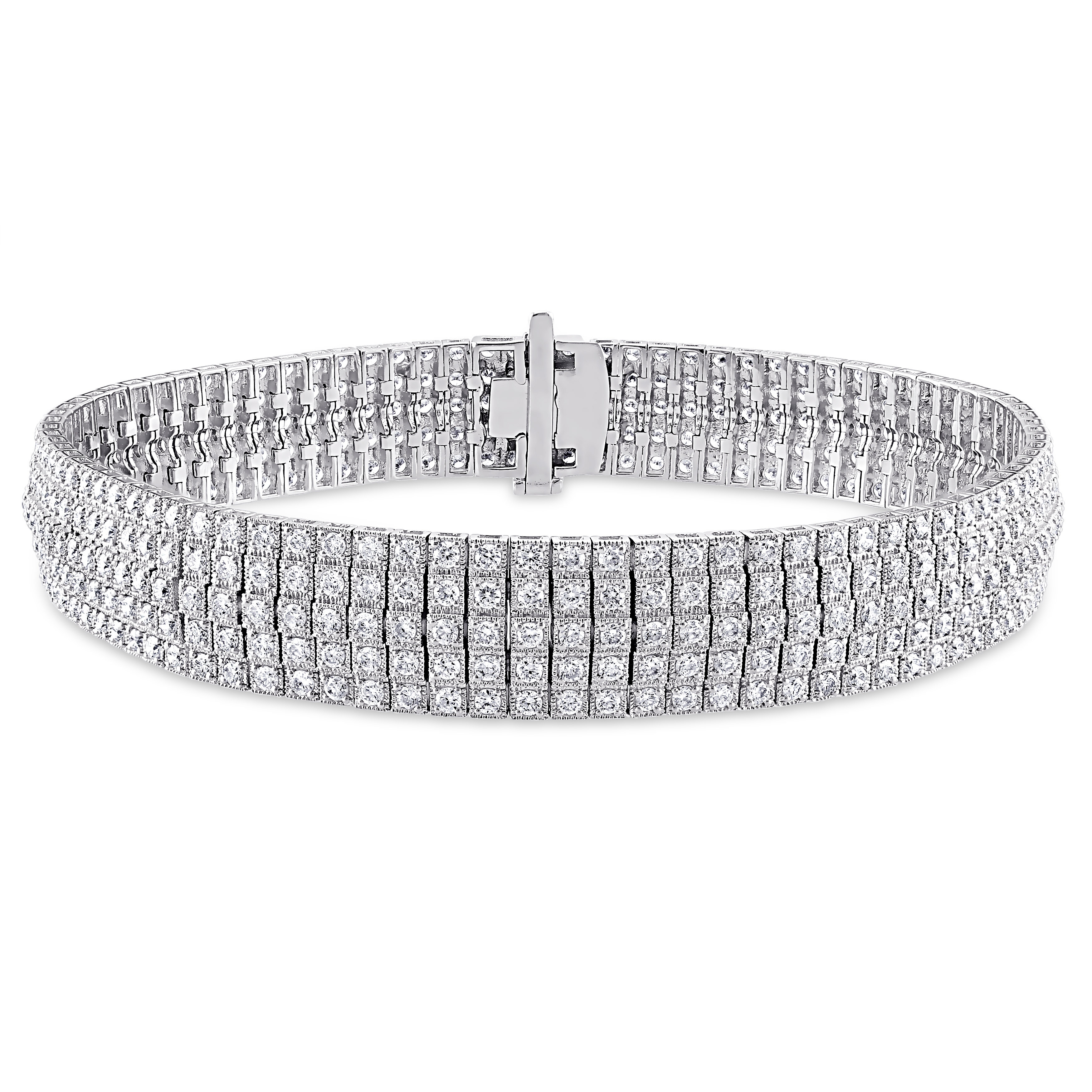 Miadora 5 1/5ct TW 5-Row Diamond Bracelet in 18k White Gold