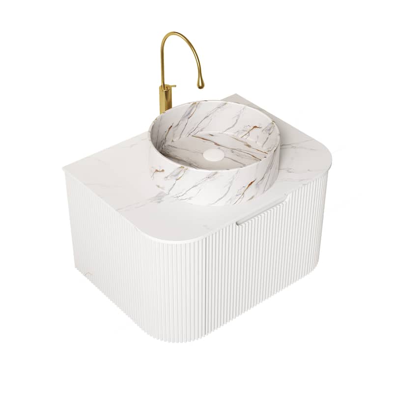 Wall-Mounted Floating Bathroom Vanity with Sink