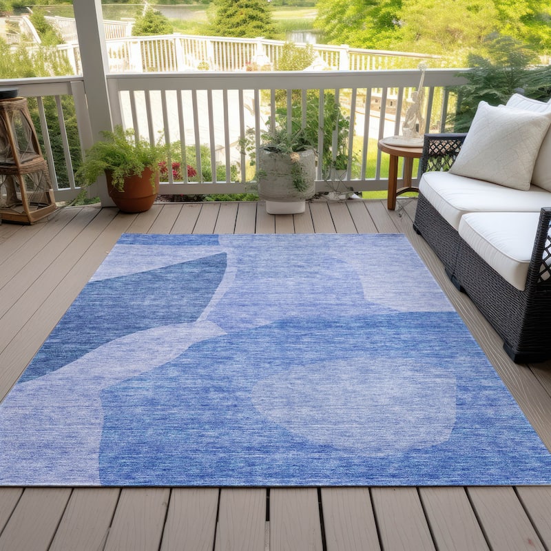 Machine Washable Indoor/ Outdoor Chantille Contemporary Abstract Rug