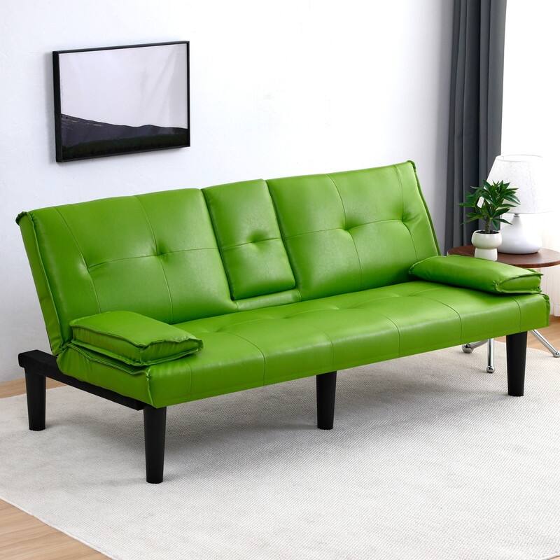 66.8" PVC Multifunctional Sofa Bed With Cup Holder