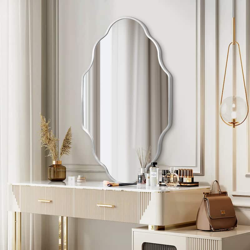 Scalloped Aluminum Alloy Framed Irregular Wall Mirror