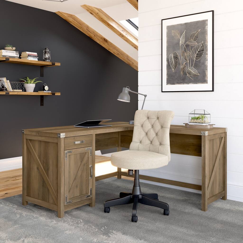 Cottage Grove 60W L Shaped Desk and Chair Set by Bush Furniture