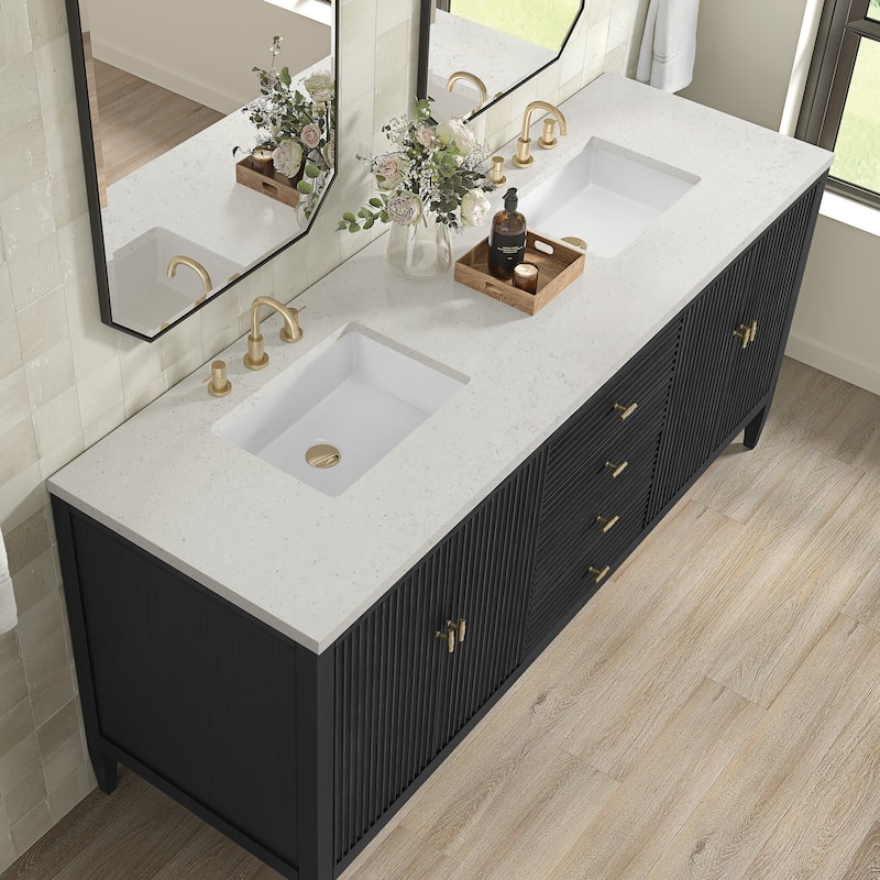 James Martin Vanities Myrrin 72" Vanity, Carbon Oak - Lime Delight