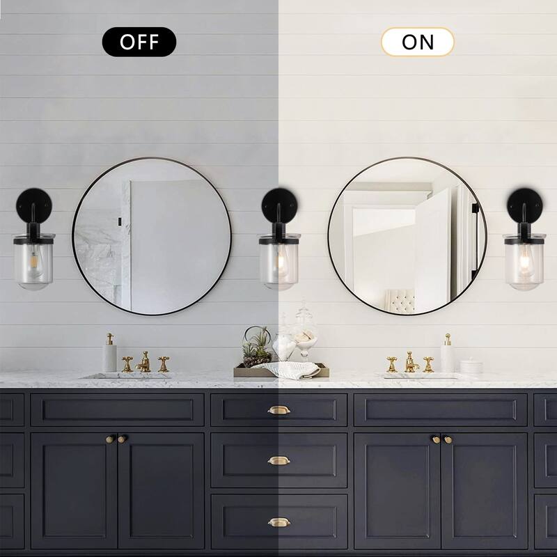 8 Inch Bathroom Vanity Lighting with 1-Light and Clear Glass Shade