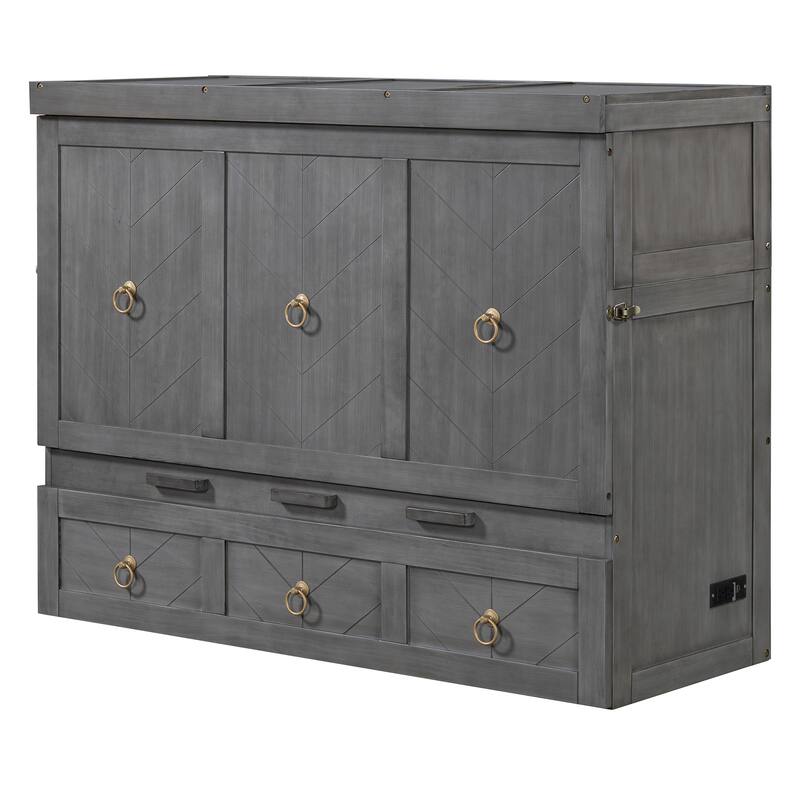 Space-Saving Murphy Bed with USB & Large Drawer